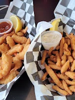 Popcorn Shrimp Basket and Clam Strips